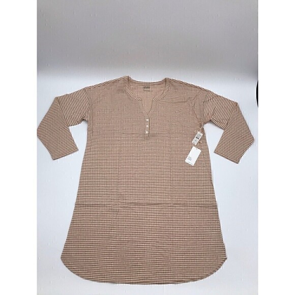 HAVEN Well Within OrganicCotton Cappuccino Jersey Stripped Sleep-Dress size XXL